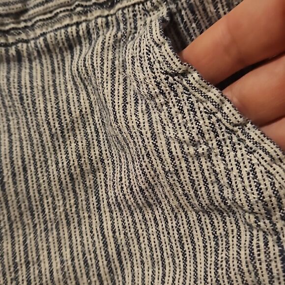 Per Se Striped Linen Blend Shorts Size L Pockets Drawstring & Elastic Waistband - Picture 4 of 7